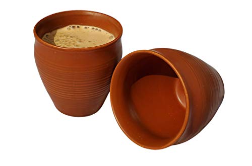 Pure Source India Tea/Coffee Cups 150 ML,Made by Earthen Glazed Terracotta Chai Kulhad, Set of 4 Pcs,The Kulhad for Tea and Coffee.