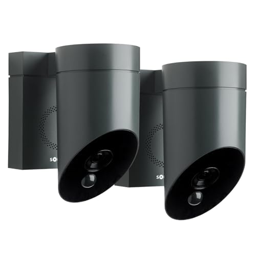 somfy 1875341 - Pack de 2 Outdoor Camera 2 Grises, Caméras avec détection de Mouvement Intelligente, Sirène intégrée de 110 DB, Branchement Possible sur...