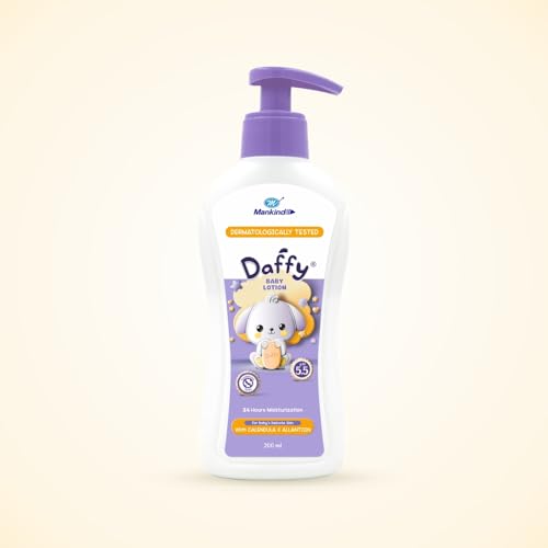 Image of Daffy Baby Lotion by Mankind for Newborns & Babies | Gentle Daily Moisturising Lotion with Calendula & Allantoin | Paediatrician Tested, pH 5.5 Balanced Formula for Sensitive Baby Skin | Mild, Hypoallergenic & Non-Sticky Baby Moisturiser | 200 ml