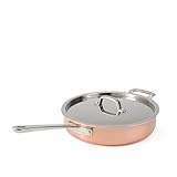 WHAT'S IN THE BOX: One 3.5-quart copper sauté pan with lid FROM THE COPPER COLLECTION: Beautiful copper sauté pan offers excellent cooking performance at an exceptional value. Cooks and looks better than any type of cookware, it is highly responsive ...