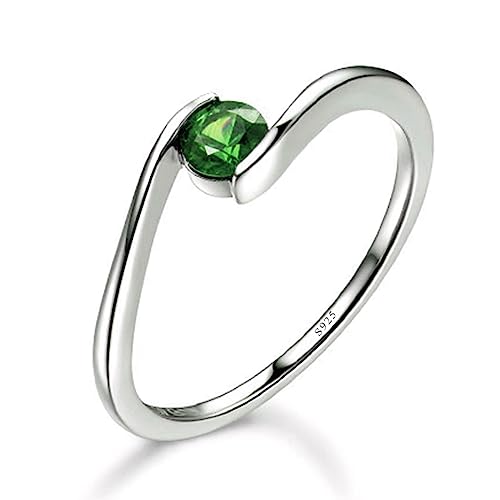 Bague femme fiançailles argent et zircone verte pour un oui inoubliable
