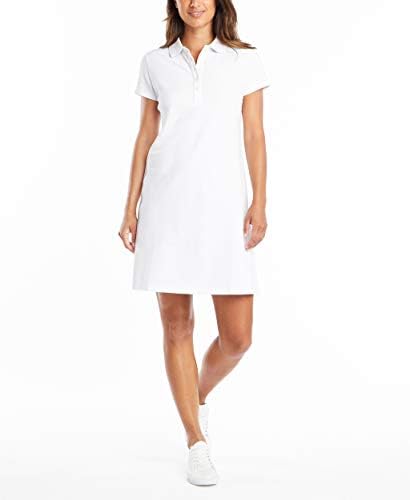 Nautica Easy Classic Womens Short Sleeve Stretch Cotton Polo Dress Bright White, XS, Bright White Fashion