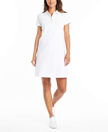 Nautica Women's Easy Classic Short Sleeve Stretch Cotton Polo Dress, Bright White, Medium #TOP1