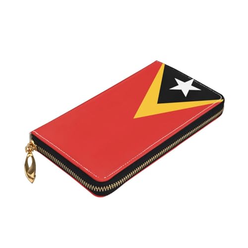 Democratic Republic of Timor-Leste Long leather wallet - with zipper - portable and waterproof, suitable for office, study and daily use3
