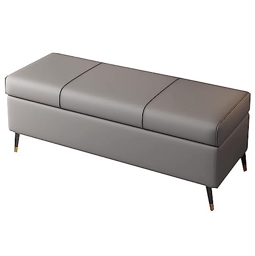 Banc de rangement rectangulaire à plateau relevable coffre de chambre en similicuir noir