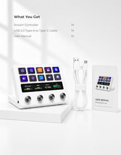 Image of APEX LIGHT Stream Dock Pro - White Studio Controller with LCD Keys, Dials & Touch Strip Programmable Macro Keypad for Streaming, Video Editing & Workflow Automation | Windows & Mac | 1-Year Warranty