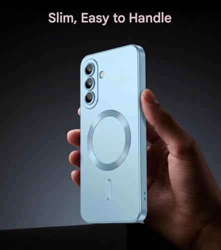 Image of DIZORO Samsung A37 Case, Compatible with Mag Safe Back Cover, Matte Luxury Metallic Luster Flexible TPU Wireless Charging Shockproof Case with Camera Protector Lens (Sierra)