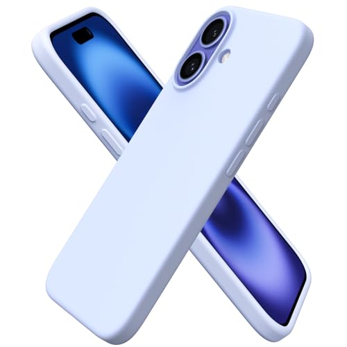 ORNARTO Compatible with iPhone 16 Case 6.1 Slim Liquid Silicone 3 Layers Full Covered Soft Gel Rubber 16 Phone Cases Cover 6.1 inch-Baby Blue