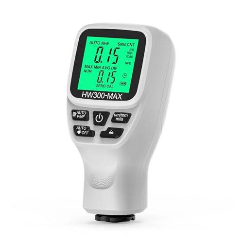 Thickness Gauge, HW300-MAX Medidor de grosor para carrocería 0-2000UM, medidor de pintura automotriz para metales Fe y NFe, detector de pintura para autos (blanco) miniatura 1