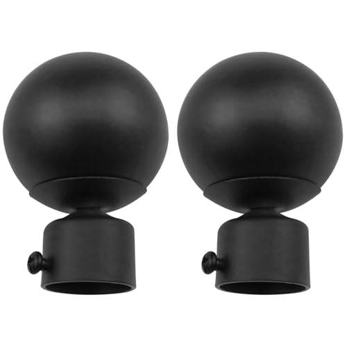 Lovelysp Curtain Rod Cover Finish Spherical Design Curtain Rod end Plug Hanging Rod end Plug Suitable for 1.1 inches (28 mm) Diameter Roman Decorative Curtain Rod (Black) 2pcs