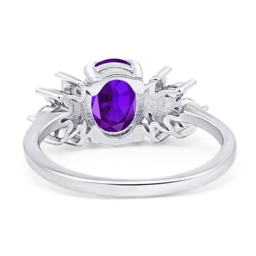 OMRANII Art Deco Oval Natural Amethyst Floral Vintage Style Marquise CZ Wedding Engagement Ring 925 Sterling Silver Gifts For Her3