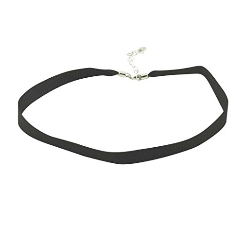 apop nyc Black Satin Choker Necklace 13-15 inch with 925 Sterling Clasp [Jewelry]