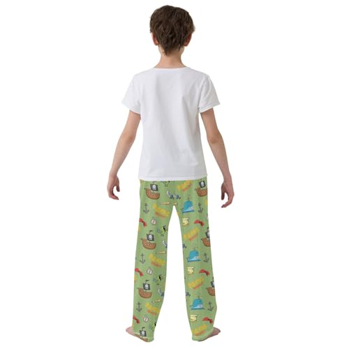 Pirates Whale Bird Boys Long Pants Soft Trousers Elastic Waist Kids Lounge Bottoms with Pockets S-XL3