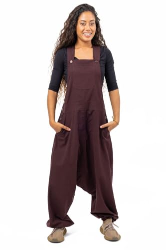 Salopette sarouel basic street marron chocolat grand taille S-XXXL pantalon large décontracté