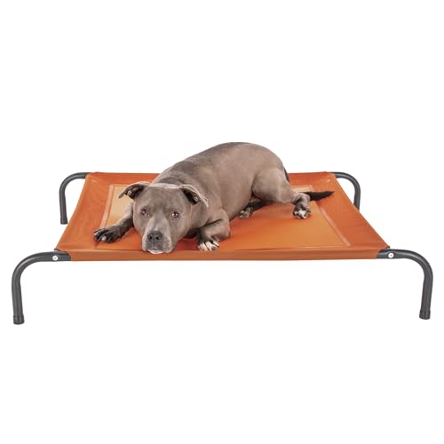 Image of FurHaven Elevated Pet Cots - Cooling & Breathable Nylon Mesh Hammock for Dogs /Easy-to-Assemble / / Durable and Reinforced /Perfect for Rest & Relaxation Outdoors - Terracotta Red, Medium