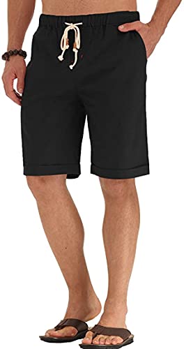 Sailwind Short en lin décontracté avec cordon de serrage pour homme, 04 Noir, 56-58 Cover