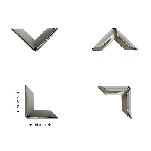 40 Stück - Buchecken/Buchbeschläge aus Metall (16 x 16 x 3,5 mm) - vernickelt/silber