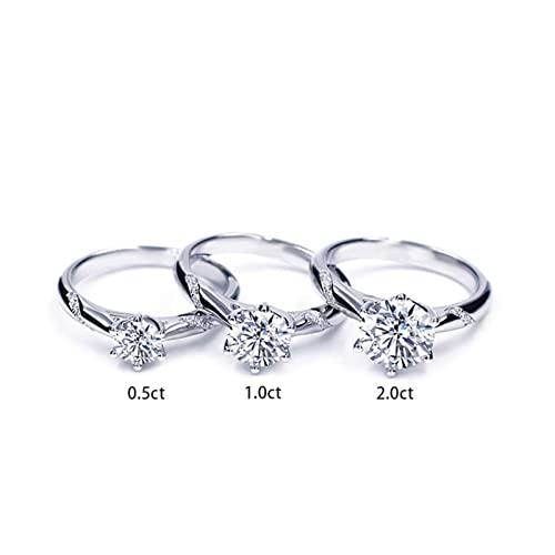 0.5 CT Round Moissanite Engagement Rings for Women 925 Silver Plated 18K White Gold Solitaire Band DEF Color VVS Clarity Moissanite Wedding band3