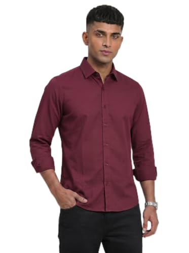 Image of DOXIC Men's Cotton Shirt with Spread Collar Neck Full Sleeves Classic Style Solid Pattern Regular Fit and Standard Length | Formal & Casual Wear Shirts
