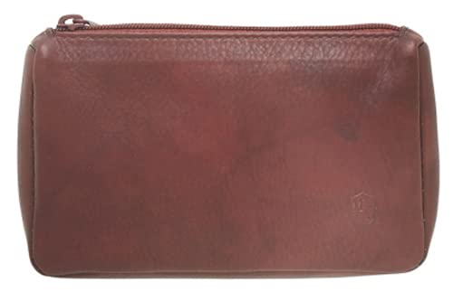 Mitchell Thomas Antique Brown Leather Pipe Tobacco Pouch with Zipper