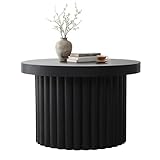 Hometopia Couchtisch rund, Moderner Wohnzimmertisch in Holz, Kaffeetisch für Wohnzimmer (Schwarzer, Ø60 cm X H40 cm)