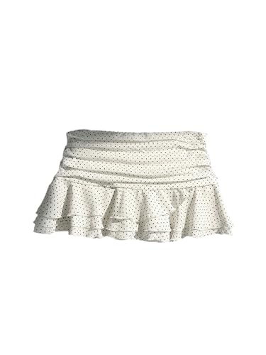 Milumia Women's Polka Dots Ruffle Layered Mini Skirt Y2k Low Waist Ruched Flowy Skirts