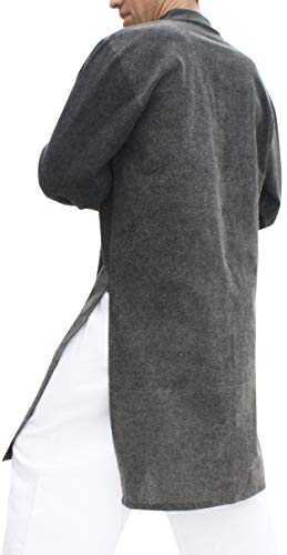 Image of Chinese Collar Mens Long Naval Jacket Many Button Tai Chi Cotton