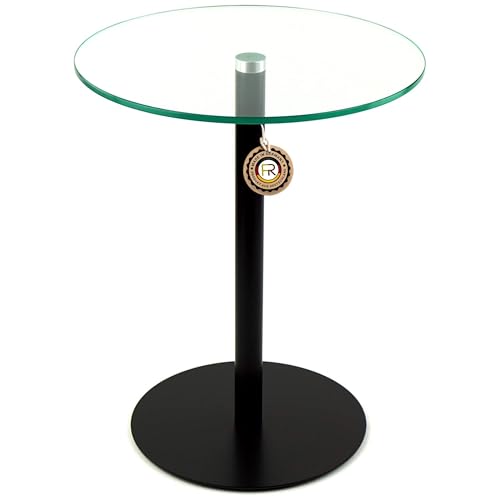 freeroom24 Designer Beistelltisch Glas Schwarz Matt 40x40x40cm - Wohnzimmertisch - Stabiler Couchtisch - praktischer Coffee Table rund - Kleiner Kaffeetisch - Glastisch - Sofatisch - Made in Germany