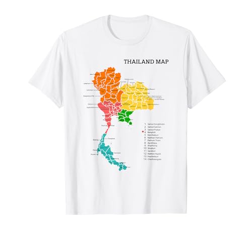 Thailandia Mappa Geografia Tailandia Maglietta