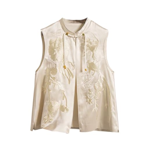 Chaqueta mandarina tipo chaleco sin mangas bordado para renovar tu estilo con moda china