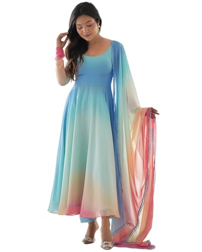 KD Women's Anarkali Floral Printed Kurta Pent Set with Dupatta Anarkali Kurta for Women | Kurta Set | Ethnic Set | Dupatta Set