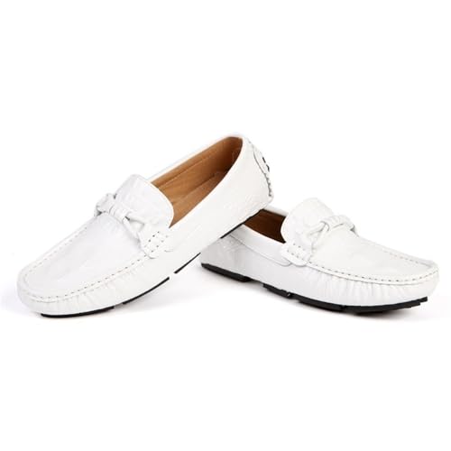 Mens Loafers Shoe Round Toe Crocodile Print Driving Style Anti-Slip Slip Resistant Flat Heel Prom Slip-on4