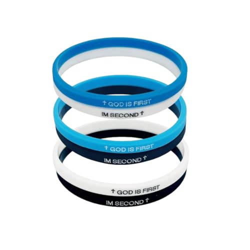 Pulsera Blue Drop GOD IS FIRST de silicona para mujer y hombre miniatura 3