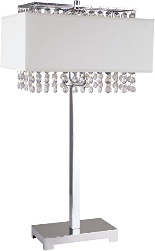 27.5"H Chrome Table Desk Lamp with White Linen and Faux