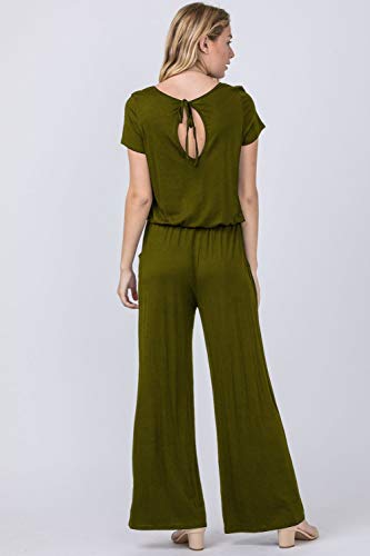 Eloges Women's Short Sleeve|One Shoulder|Sleeveless Jumpsuit (3X, Olive) #TOP3