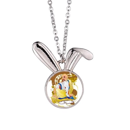 Collier pendentif lapin gravure dix-huit arhats finition luxe