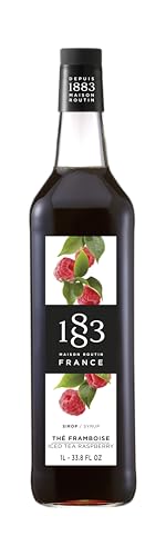 Image of 1883 Iced Tea Raspberry Syrup for Drinks, Made in France, 1 Liter Glass Bottle