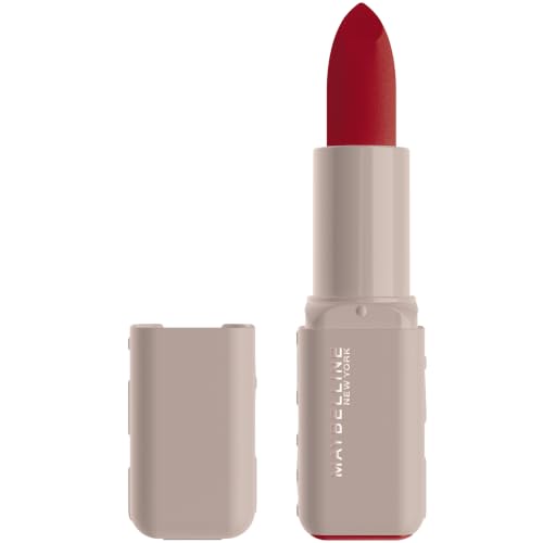 Maybelline New York Serum Lippenstift Matte, Pflegender Lippenstift für 8H Feuchtigkeit mit Hyaluronsäure & Ölen, Weiches Matt-Finish & Satte Farbe, Nr. 004 Wild Card, 4,5g