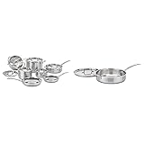 Cuisinart 12 Piece Cookware Set, MultiClad Pro Triple Ply, Silver, MCP-12N and MCP33-30HN MultiClad Pro Triple Ply 5.5-Quart Saute Skillet, Sauté Pan w/Helper & Cover