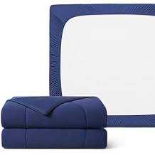 REST Buy 2 GET 30 Percent Off Evercool Comforter Plus Fitted Sheet Bundle at 30% Discount, in Midnight Blue, TwinXL Size
