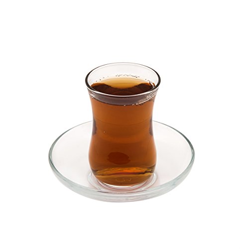 Turkish Tea Glasses & Saucers Set -Multiple Designs - 12 Pieces (Standart)