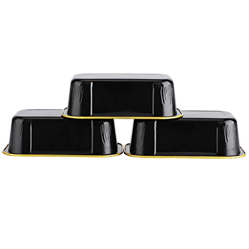 Aluminum Foil Cups, Eusoar 5.7Oz 50Pcs Baking Cups With Lids, Snacks Desserts Flan, Cupcake Pie Ramekin, Recyclable Catering Shower Wedding Party Favor Baking Cups-Black Gold #TOP1