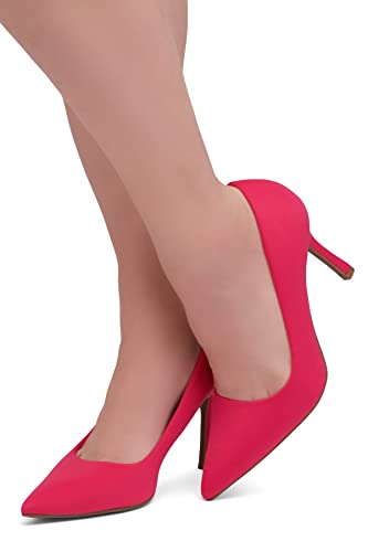 Herstyle Women's Marneena Suede High Heel With Lightly Pointed Toe Dress Pump Comfortable Work Shoes 2022Fuchsia 6.5 #TOP4