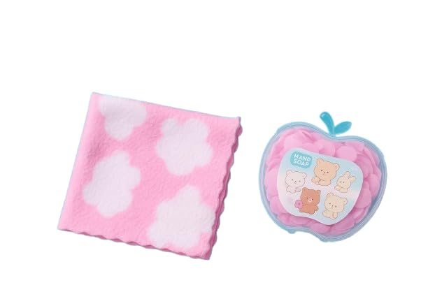 Soft Cloud Pattern Hanky & Apple-Shaped Travel Paper Soap Sheets | Ultra-Soft Washable Handkerchief with Compact Hygiene Kit | Perfect for Travel, Office & Kids-image-41