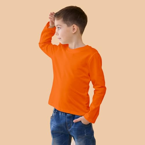 Toddler Long Sleeve Shirt Cotton Crewneck Tees Boy Kids T Shirts Tops Solid Color Baby Toddler Boys Shirts, 2T-5T2