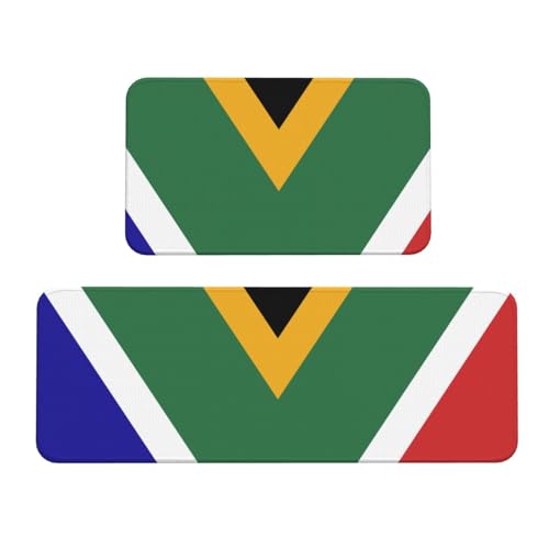 South African Flag Pattern Kitchen Mat 2 Piece Set Kitchen Carpet and Running Shoes Set Household and Office Memory Foam Kitchen Carpet