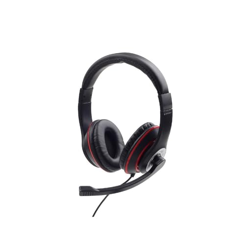 Gembird MHS-03-BKRD Casque avec Commande de Volume Intégrée Noir et Rouge