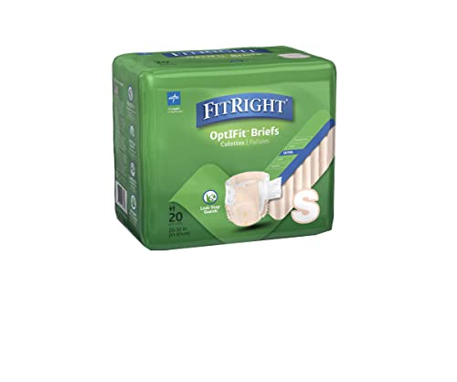 Image of FitRight Adult Diapers, Ultra Heavy Absorbency, S (Waist Size 20in-32in), 20 Count, OptiFit Incontinence Briefs for Men and Women, Disposable, Moisture-Wicking, Leak Protection, (Pack of 2)