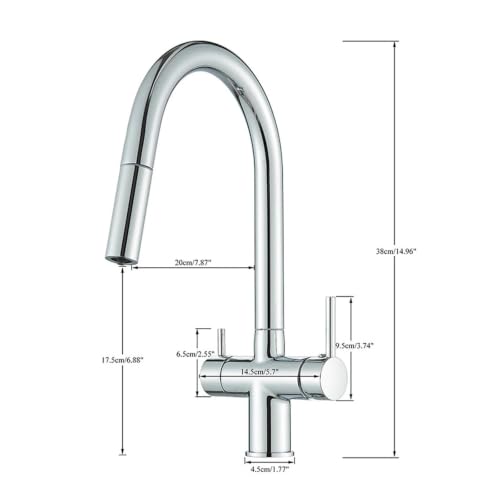 Robinet de cuisine anti-éclaboussures noir mat mitigeur double commande eau pure - 7