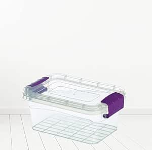 Set of 2 Plastic Storage Box Container Home Office Lockable Lid ...